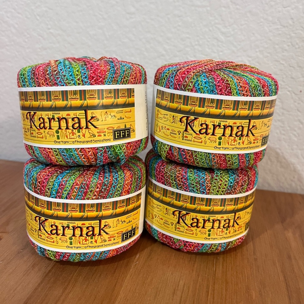 KARNAK Italian Lace MULTICOLOR  crochet RIBBON YARN PInks & Greens